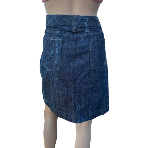 New Citizens of Humanity Blue Dark Wash Button Front Knee Length Jean Skirt 28 - Picture 4 of 11